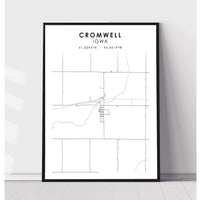 Cromwell, Iowa Scandinavian Map Print 