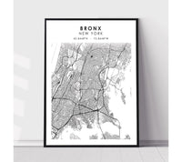 
              Bronx, New York Scandinavian Map Print 
            