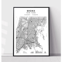 Bronx, New York Scandinavian Map Print 