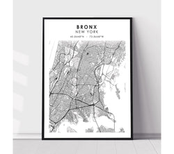 Bronx, New York Scandinavian Map Print 