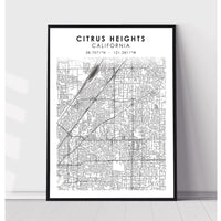 Citrus Heights, California Scandinavian Map Print 