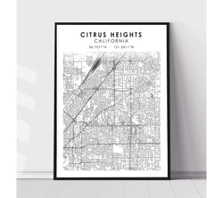 Citrus Heights, California Scandinavian Map Print 