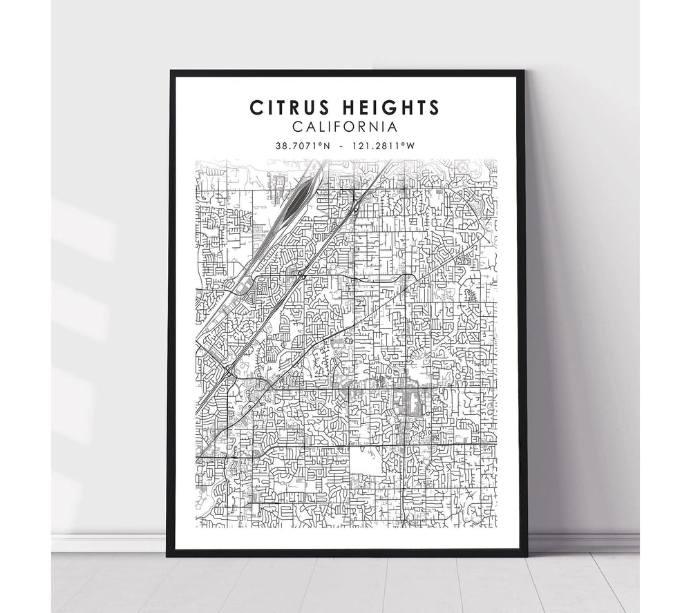 Citrus Heights, California Scandinavian Map Print 