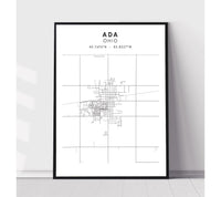 
              Ada, Ohio Scandinavian Map Print 
            