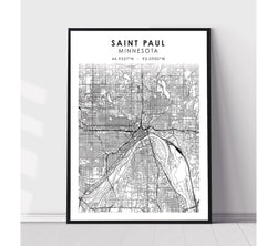 Saint Paul, Minnesota Scandinavian Map Print 