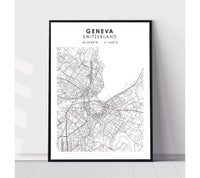 
              Geneva, Switzerland Scandinavian Style Map Print 
            
