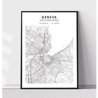 Geneva, Switzerland Scandinavian Style Map Print 