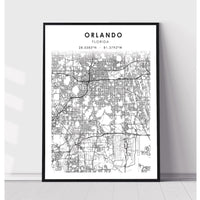 Orlando, Florida Scandinavian Map Print 