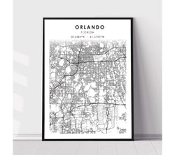 Orlando, Florida Scandinavian Map Print 