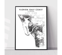 
              Florida Gulf Coast, Florida Scandinavian Map Print 
            