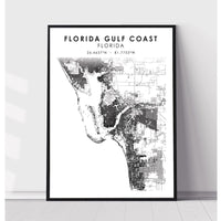 Florida Gulf Coast, Florida Scandinavian Map Print 