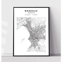Marseille, France Scandinavian Style Map Print 