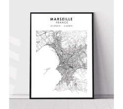 Marseille, France Scandinavian Style Map Print 