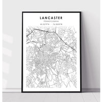 Lancaster, Pennsylvania Scandinavian Map Print 
