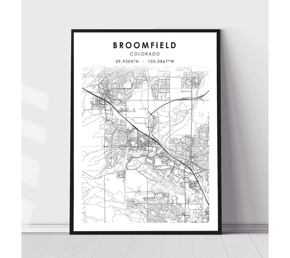 Broomfield, Colorado Scandinavian Map Print 