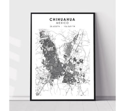 Chihuahua, Mexico Scandinavian Style Map Print 