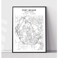 Fort Meade, Maryland Scandinavian Map Print 