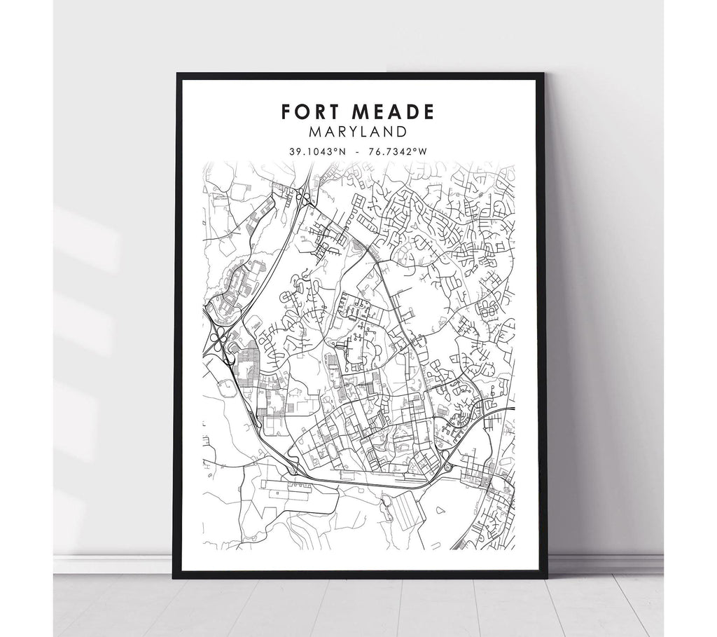 Fort Meade, Maryland Scandinavian Map Print 