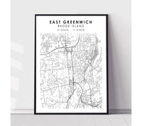 
              East Greenwich, Rhode Island Scandinavian Map Print 
            