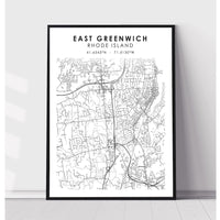 East Greenwich, Rhode Island Scandinavian Map Print 