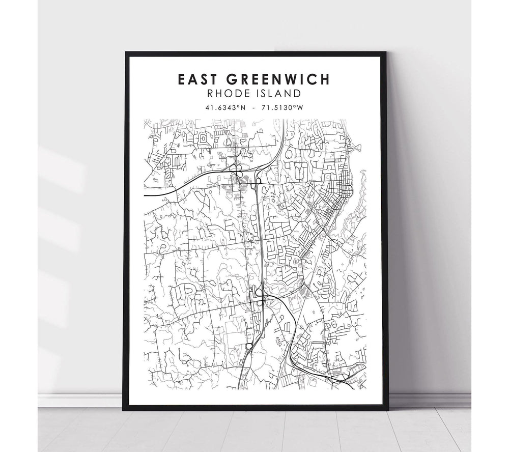 East Greenwich, Rhode Island Scandinavian Map Print 