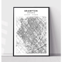 Brampton, Ontario Scandinavian Style Map Print 