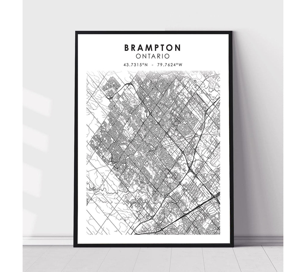 Brampton, Ontario Scandinavian Style Map Print 