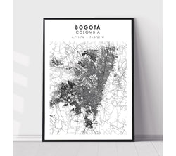 Bogota Colombia Scandinavian Map Print 