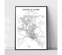 
              Coeur d'Alene, Idaho Scandinavian Map Print 
            