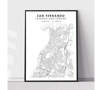 
              San Fernando, Trinidad and Tobago Scandinavian Style Map Print 
            