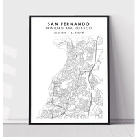San Fernando, Trinidad and Tobago Scandinavian Style Map Print 