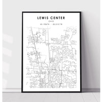 Lewis Center, Ohio Scandinavian Map Print 