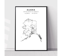 
              Alaska, United States Scandinavian Style Map Print 
            