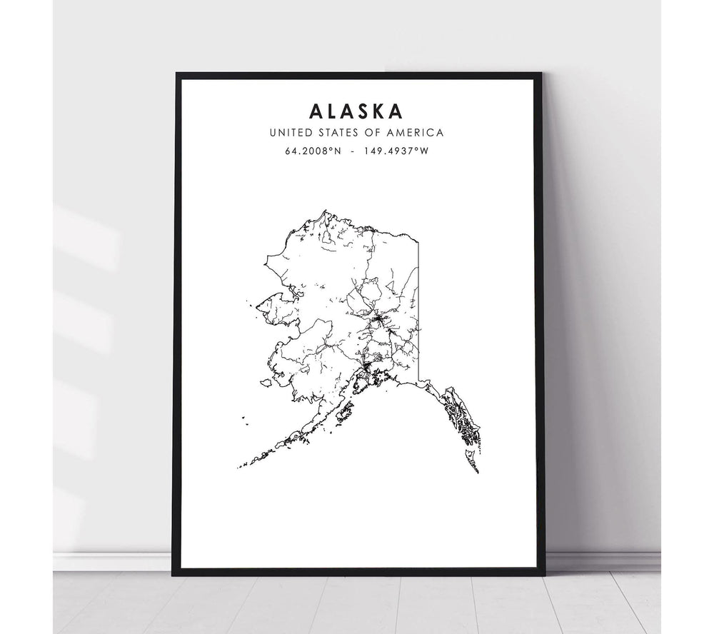 Alaska, United States Scandinavian Style Map Print 