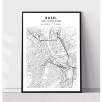 Basel, Switzerland Scandinavian Style Map Print 