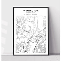Farmington, Connecticut Scandinavian Map Print 