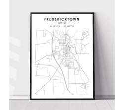 Fredericktown, Ohio Scandinavian Map Print 