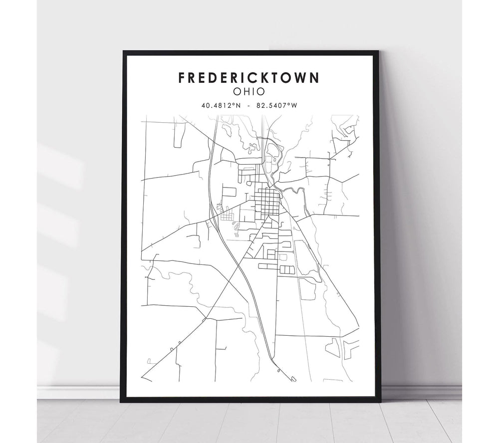Fredericktown, Ohio Scandinavian Map Print 