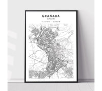 
              Granada, Spain Scandinavian Style Map Print 
            