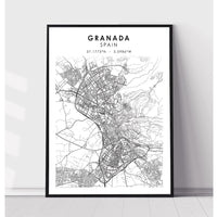 Granada, Spain Scandinavian Style Map Print 