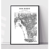 San Diego, California Scandinavian Map Print 