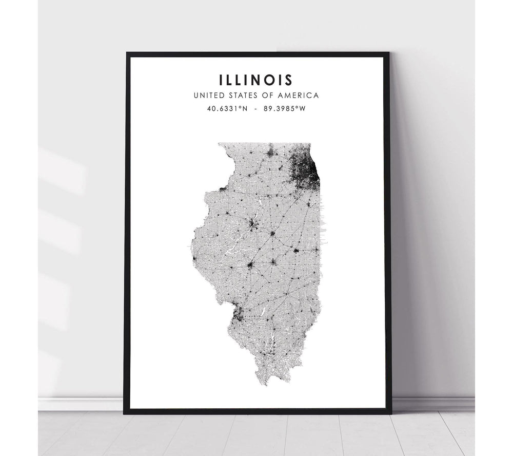 Illinois, United States Scandinavian Style Map Print 