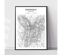 
              Grenoble, France Scandinavian Style Map Print 
            