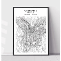 Grenoble, France Scandinavian Style Map Print 