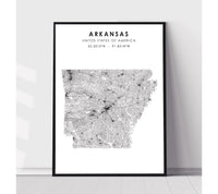 
              Arkansas, United States Scandinavian Style Map Print 
            