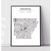 Arkansas, United States Scandinavian Style Map Print 