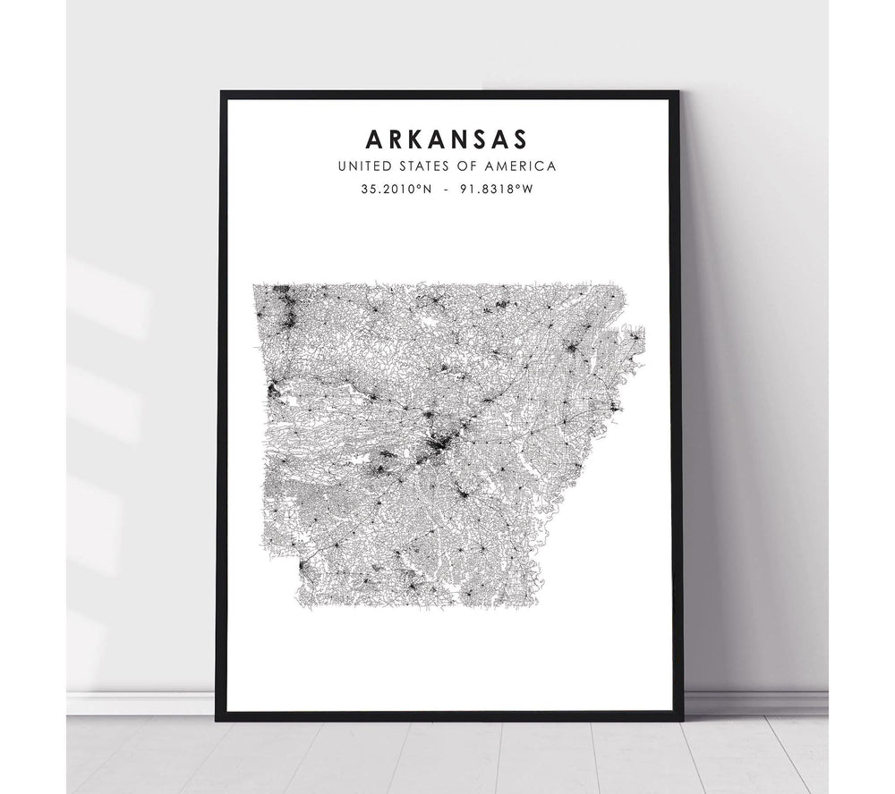 Arkansas, United States Scandinavian Style Map Print 