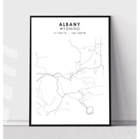 Albany, Wyoming Scandinavian Map Print 