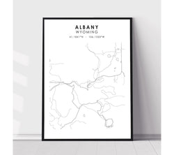 Albany, Wyoming Scandinavian Map Print 