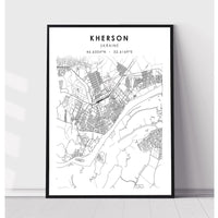 Kherson, Ukraine Scandinavian Style Map Print 